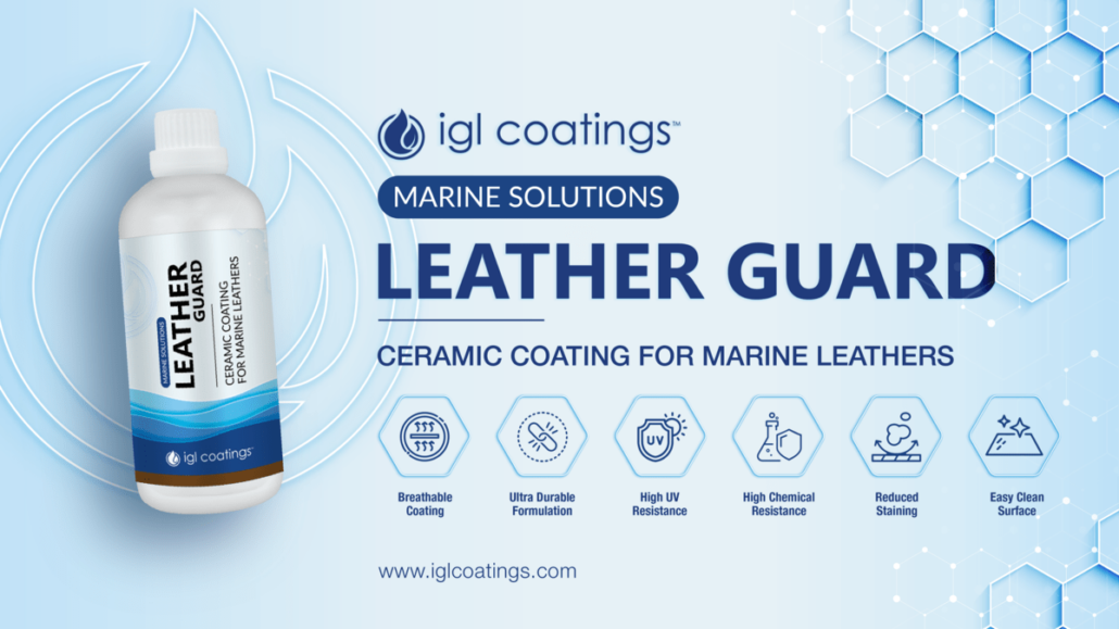 IGL Leather Guard that is just launched as part of the Marine Second Wave Launch. Protection for your marine leathers. A ceramic coating perfect for leather that is breathable, durable with protection against UV. With leather guard you are protected with an increased  chemical resistance, reduced staining and make your cleaning super easy.