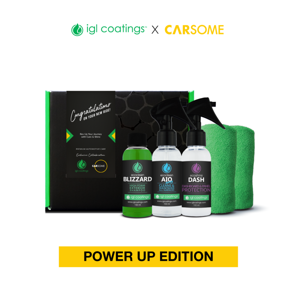 Carsome igl coatings power up edition kit, includes ecoclean blizzard, ecoclean aio and ecoshine dash with 2 microfiber towels